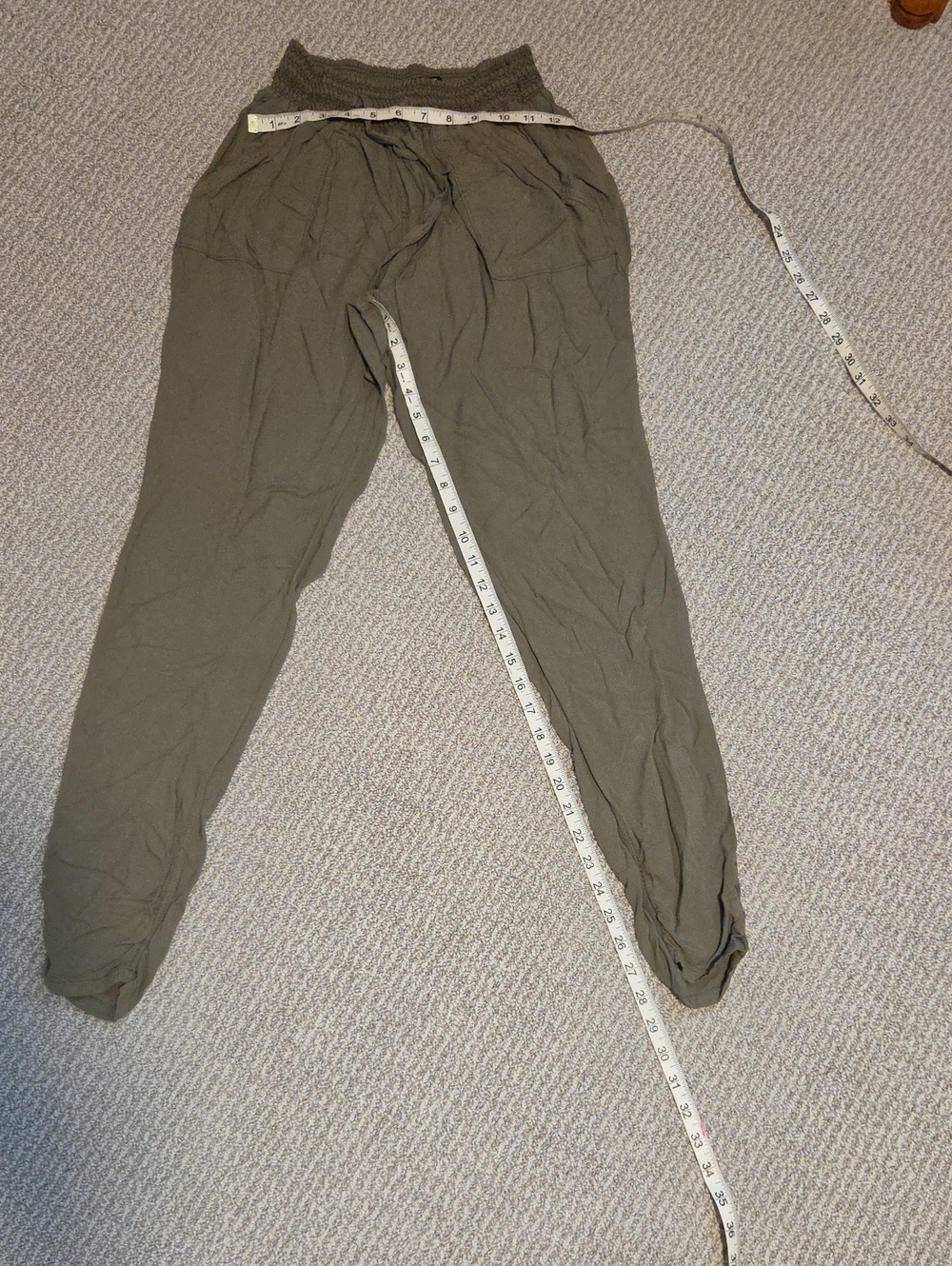 Rewash Harem Olive Textured Drawstring Pants